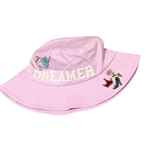 Disney Princess Icons Bucket Hat Fuzzy Embroidered Dreamer Princess & Patches - Picture 1 of 10